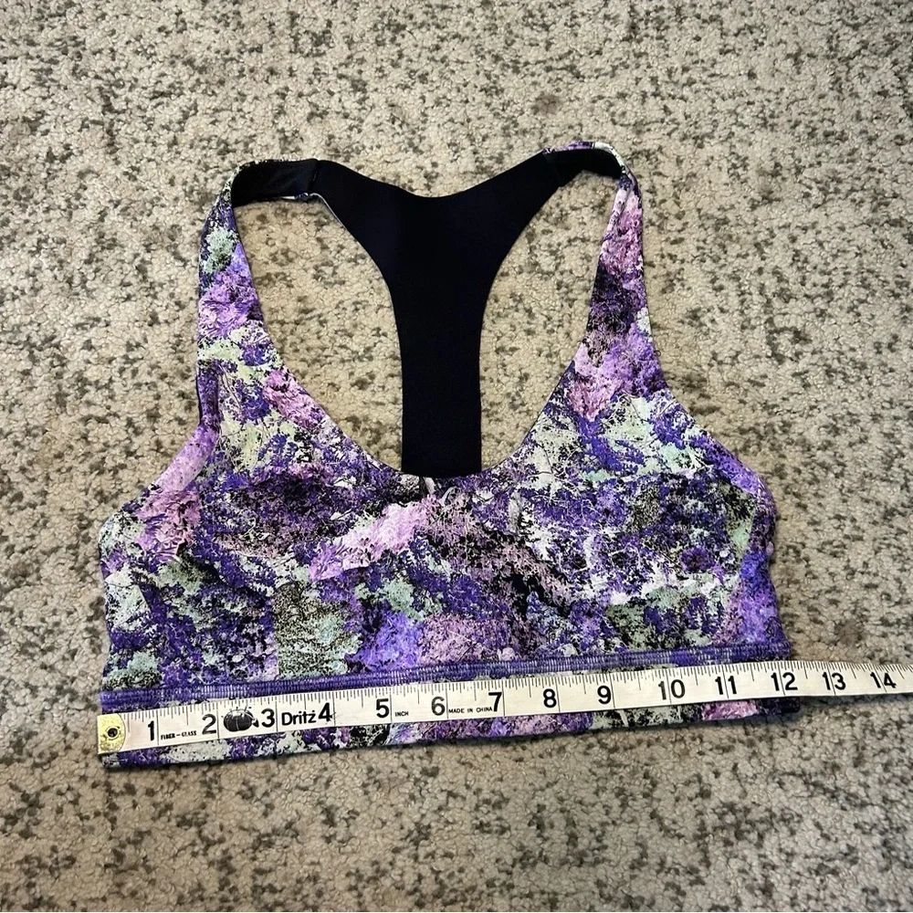 Lululemon Vivid Vision Multi Black & Purple Nulux Break Free Sports Bra Size 6